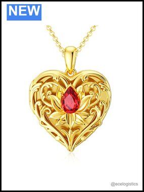 Personalized Flower Om Lotus Locket Necklace Gold Plated Silver